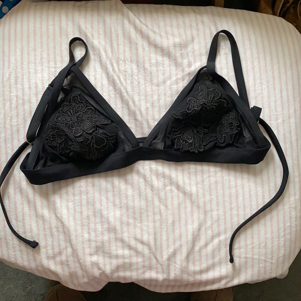 Black adjustable string bikini top